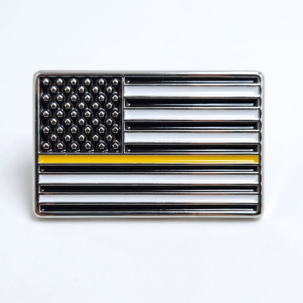 Thin gold line flag pin