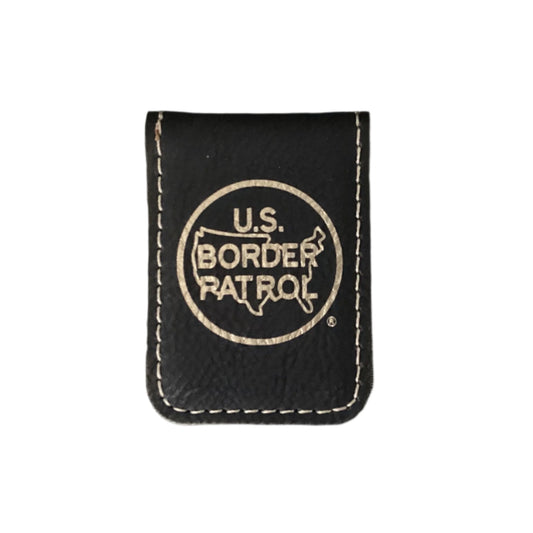 Black leather Money Clip