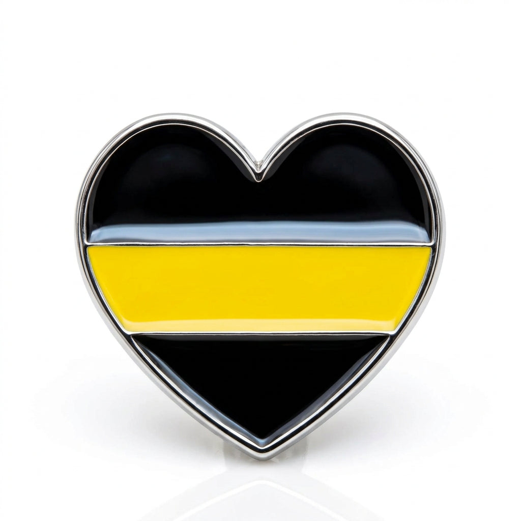 Thin yellow line heart pin