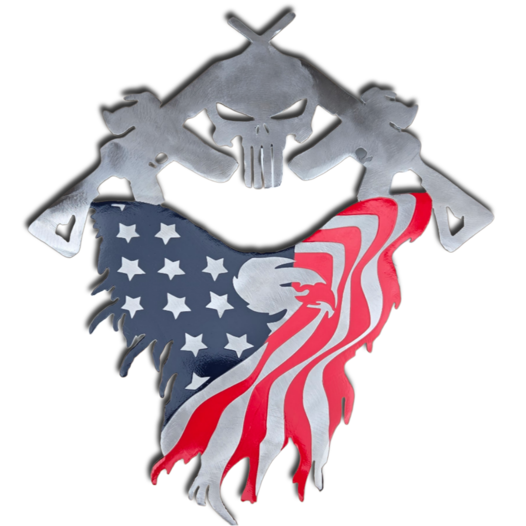 Guns and eagle metal wall art
